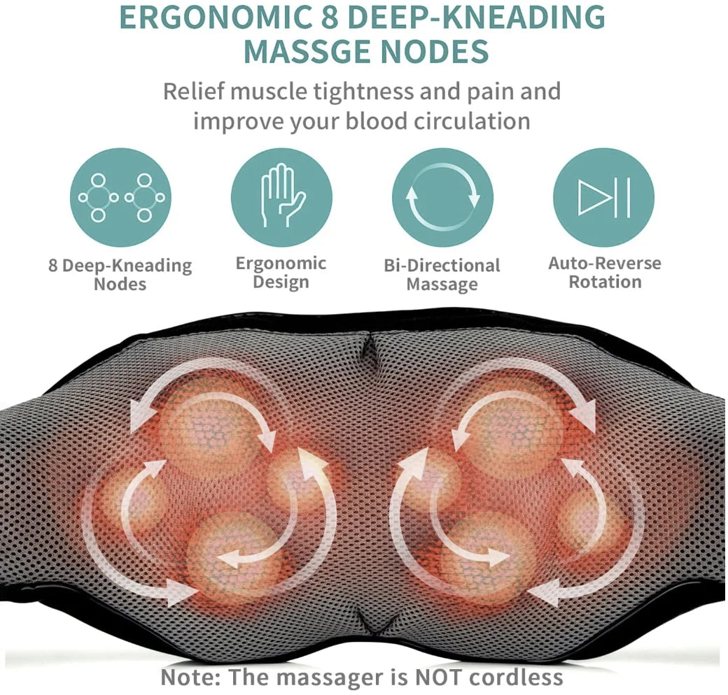 Dailylife Shiatsu Neck and Back Massager with Soothing Heat,  Electric Deep Tissue 3D Kneading Massage Pillow for Shoulder, Leg, Body Muscle Pain Relief,