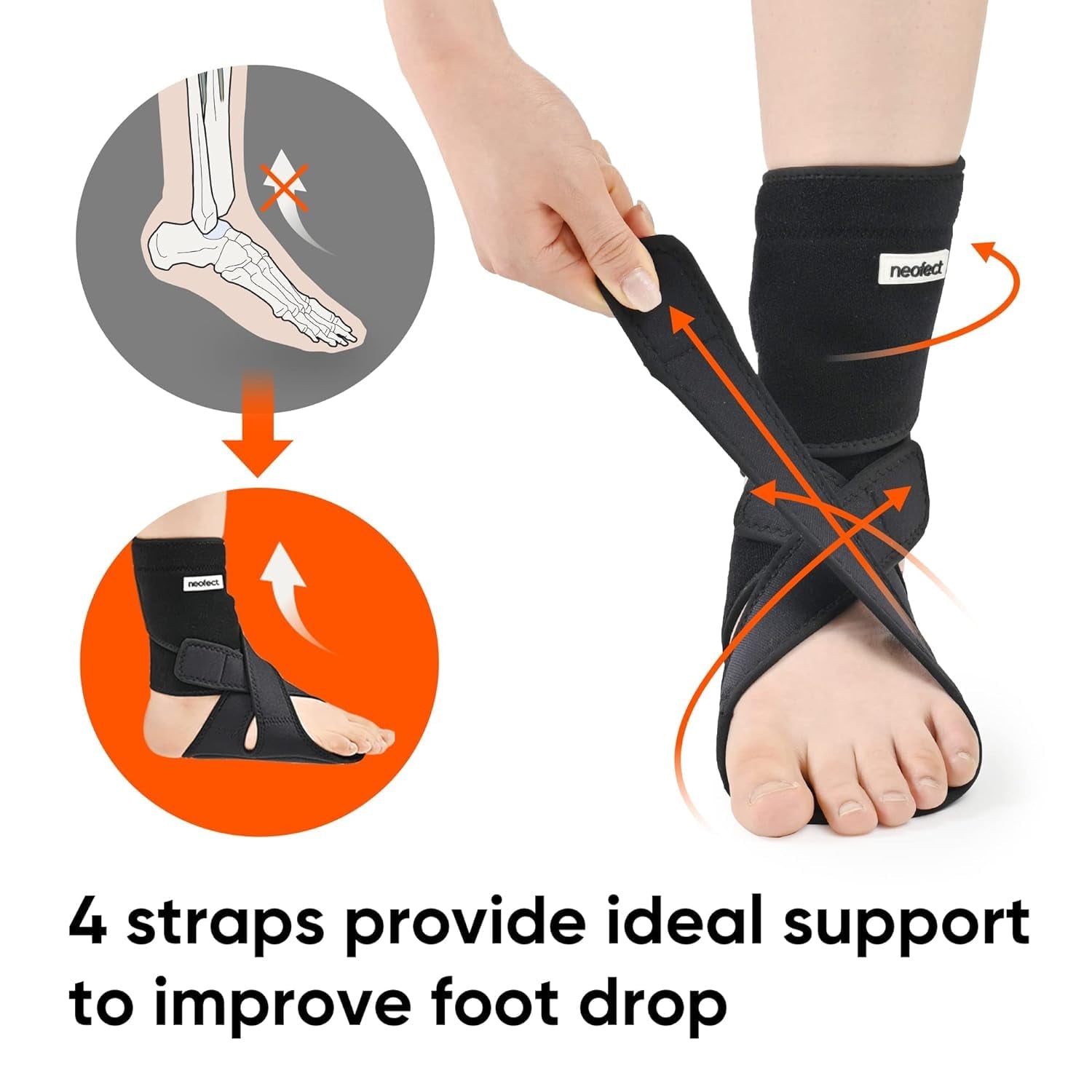 Drop Foot Brace - Adjustable AFO Ankle Brace for Walking & Stroke Recovery, Breathable Material for Ankle and Foot Support, Comfortable Design (Medium/Left)