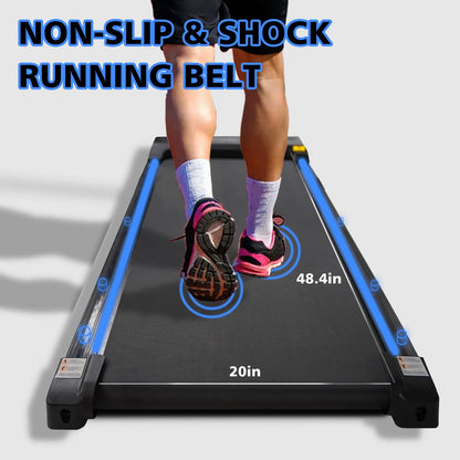 [ US in STOCK] under Desk Treadmill, Slim Flat Walking Pad, Portable Walking Jogging Machine for Home Office Exercise - Remote Control, LCD Display, Stored under Sofa Free Installation