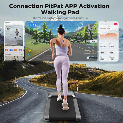 Deerrun Walking Pad,2024 Upgrade Smart under Desk Treadmill, 2.2HP Small Quiet Portable Treadmill,Walking Treadmill under Desk,App & Remote Control, Knee-Protective,No-Assembly