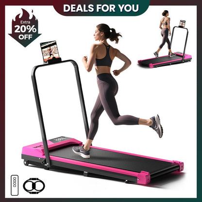 【New Arrival】Deals for You YAGUD Electric Folding Treadmill with Handrail, Low-Noise Motor – 265Lbs Weight Capacity Spacious Belt, Dual Shock Absorption, Remote Control & Wheels for Easy Moving – Includes Free Resistance Bands and Remote