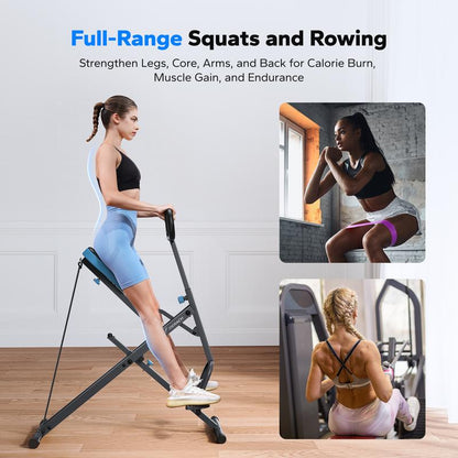 MERACH Squat Machine Glutes Workout Adjustable Resistance Foldable Exercise Equipment Leg Exercise Machine Rowing Machine