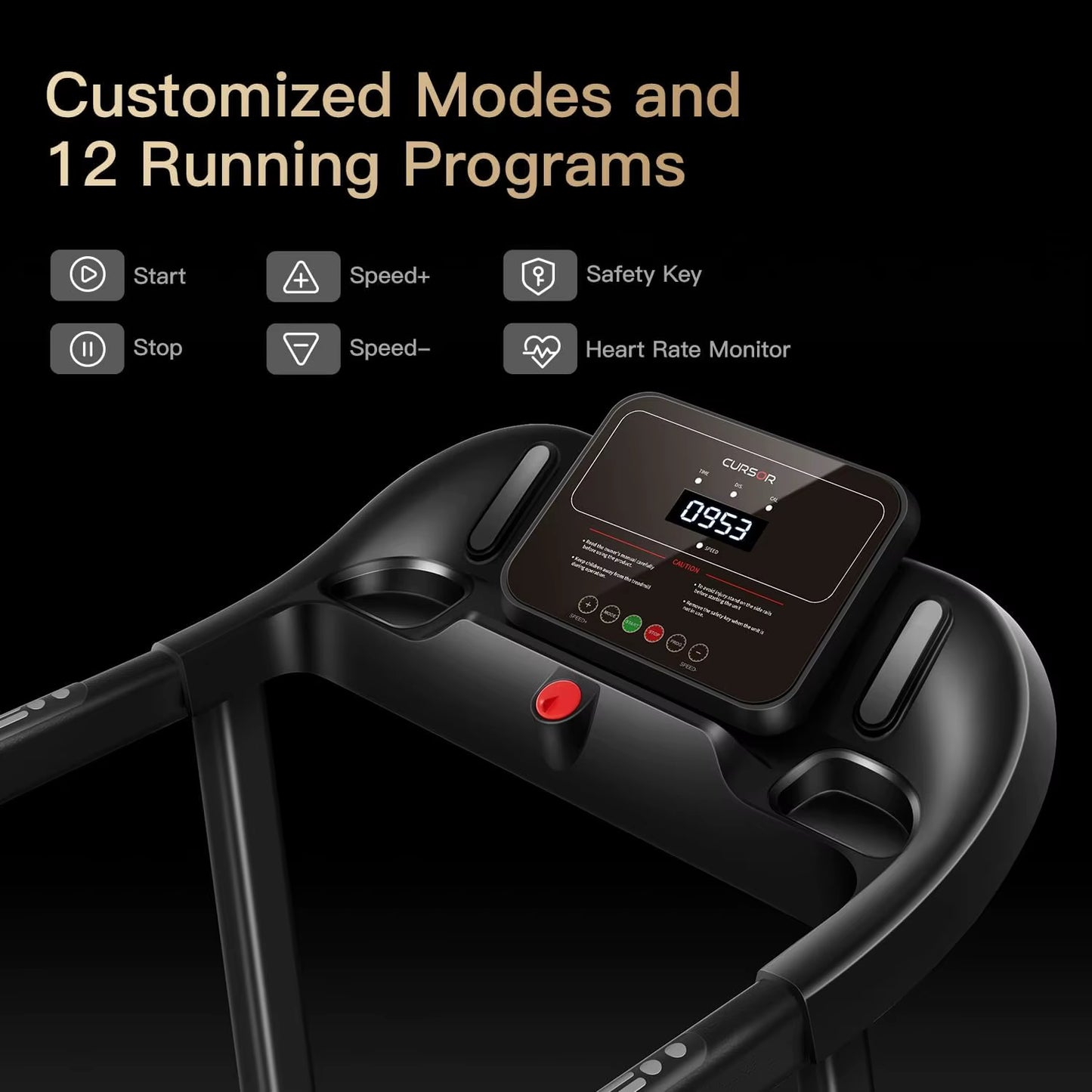 Home Folding Treadmill with Pulse Sensor, 2.5 HP Quiet Brushless
