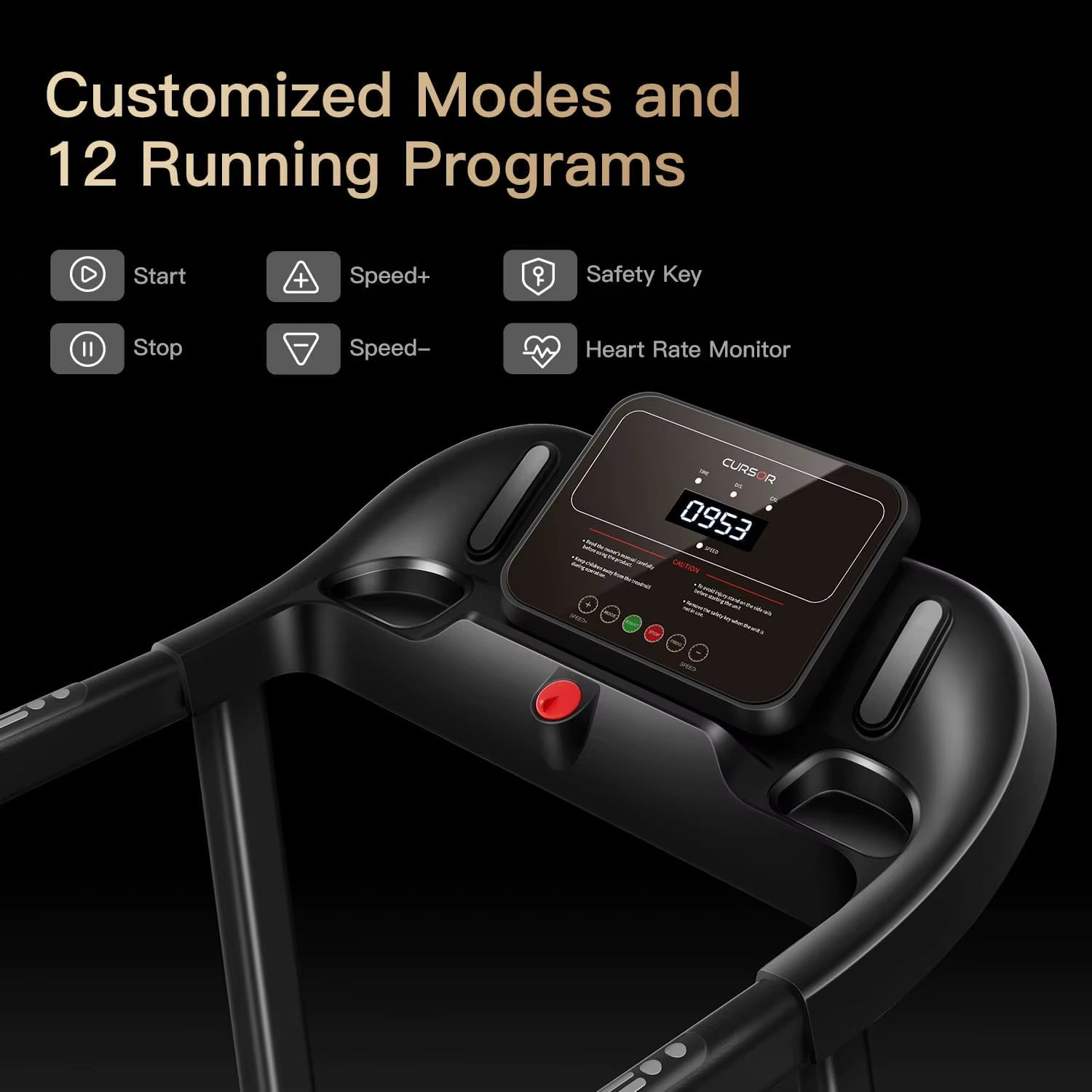 Home Folding Treadmill with Pulse Sensor, 2.5 HP Quiet Brushless