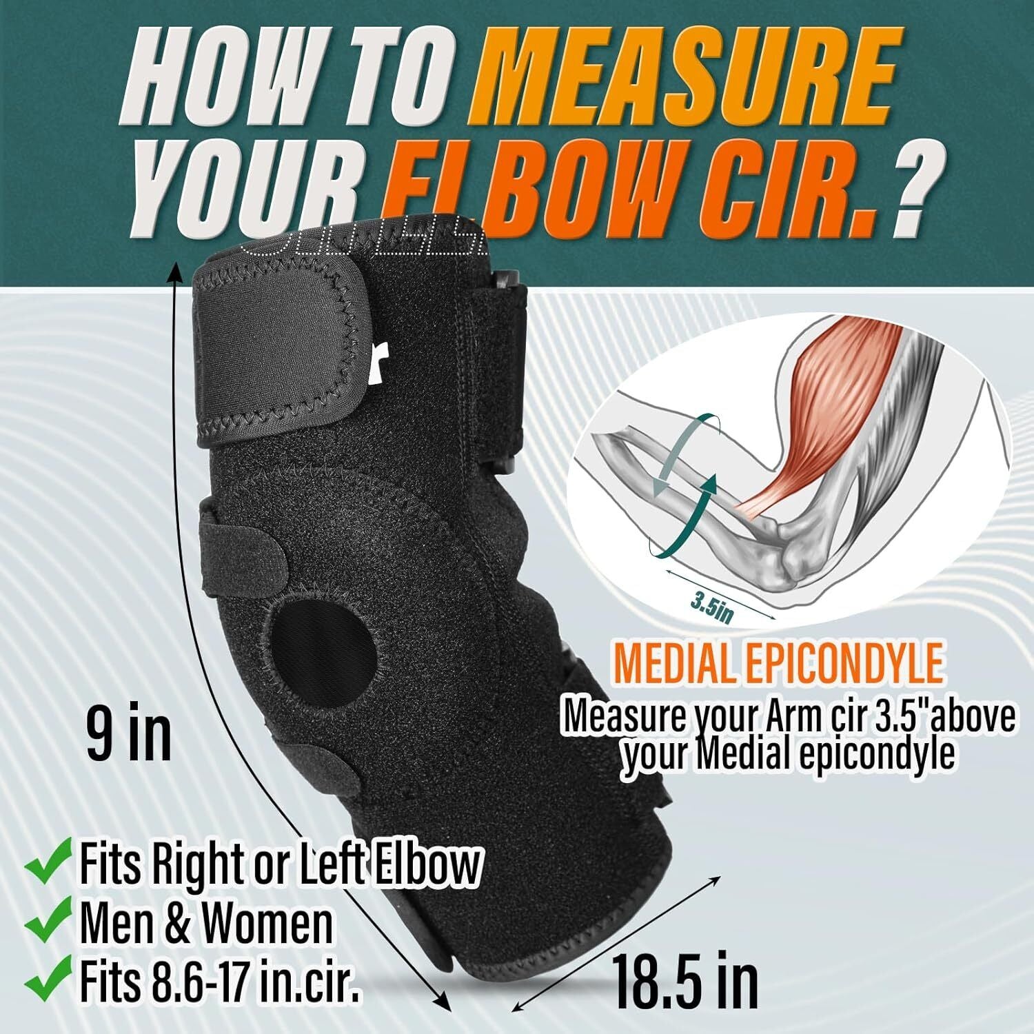 Elbow Brace, Elbow Compression Sleeve, Adjustable Elbow Brace for Tendonitis ...