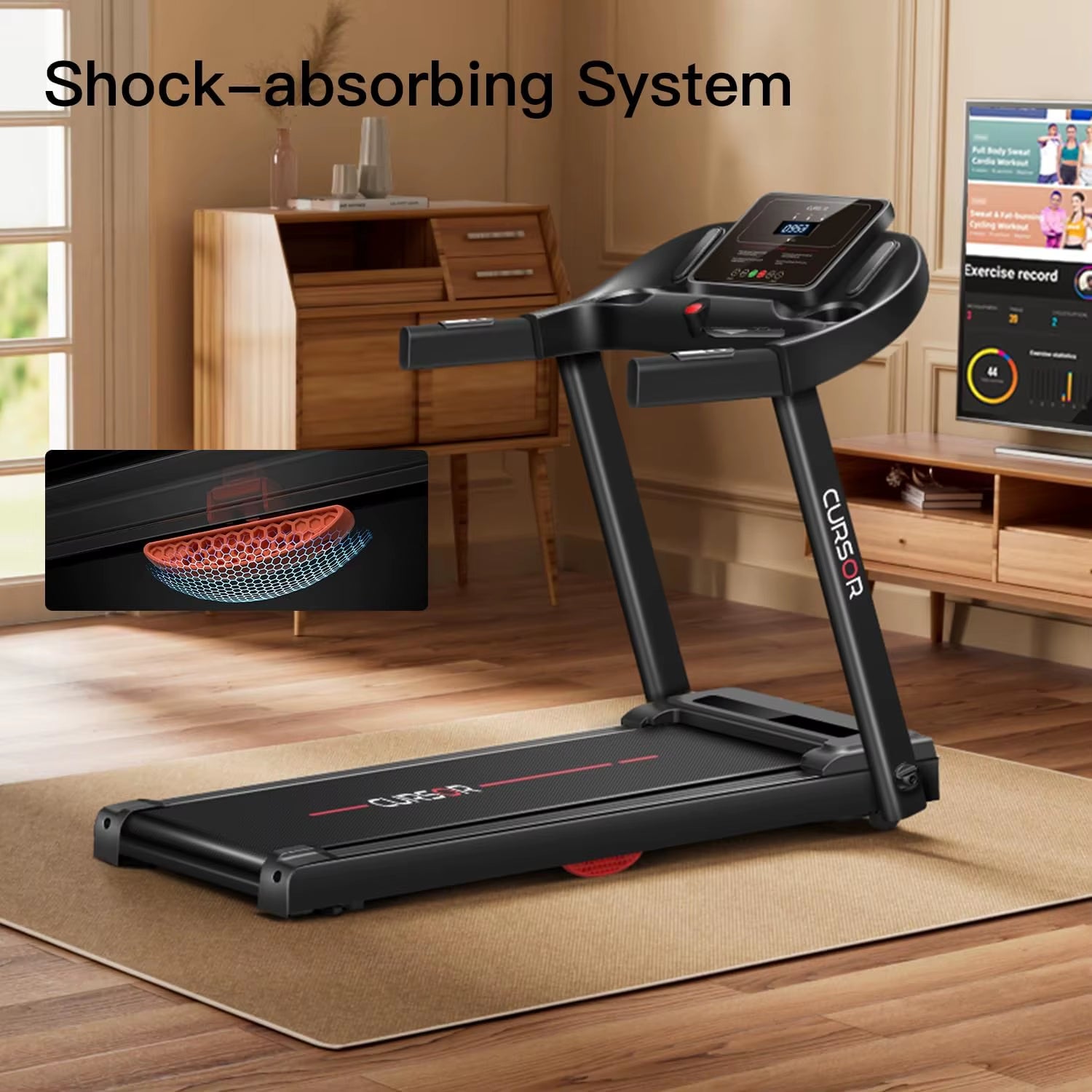 Home Folding Treadmill with Pulse Sensor, 2.5 HP Quiet Brushless