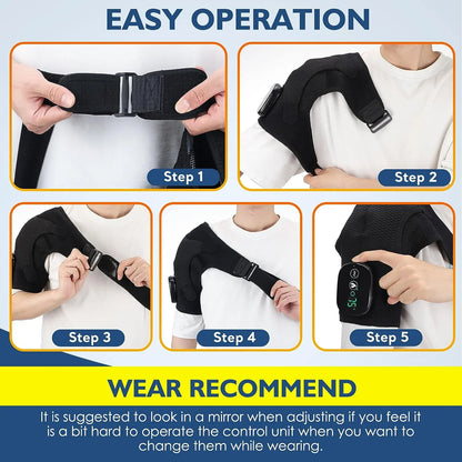Cordless Shoulder Heating Pad, Heated Shoulder Brace with Vibration, Shoulder Massager for Men Women Shoulder Pain Relief