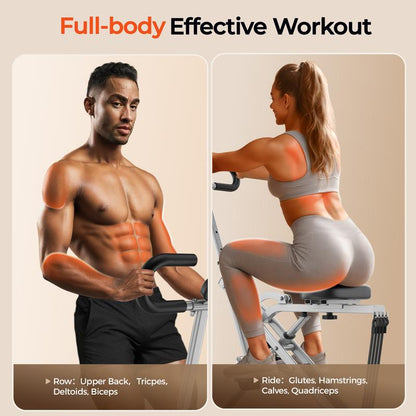 Flybird Squat Fitness Machine , Ride & Rowing Motion for Glutes, Thighs, Abs, and Leg Strength Training at Home, Foldable Core Trainer with 4 Resistance Levels,Whole Body Workout Machine with 330Lbs Capacity