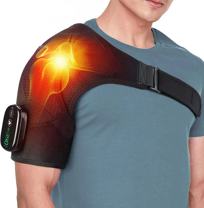 Cordless Shoulder Heating Pad, Heated Shoulder Brace with Vibration, Shoulder Massager for Men Women Shoulder Pain Relief