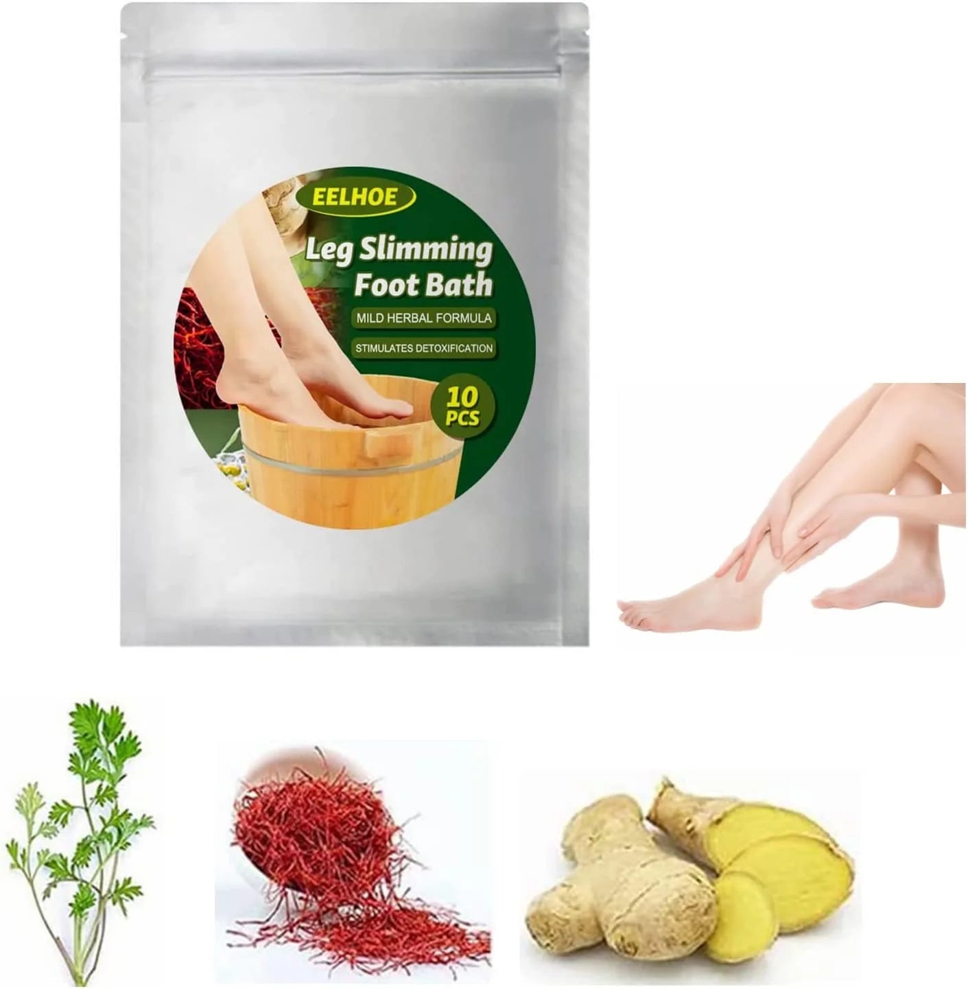 Lymphatic Drainage Ginger Foot Soak, Turmeric Lymphatic Detox Foot Soak, Natural Mugwort Herb Foot Soak, Leg Slimming Foot Bath, Foot Reflexology Spa Relax Massage (70Pcs)