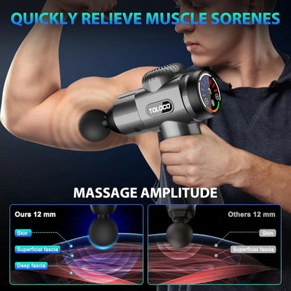 Massage Gun, Deep Tissue Back Massage for Athletes for Pain Relief, Percussion Massager with 10 Massages Heads & Silent Brushless Motor, Gray
