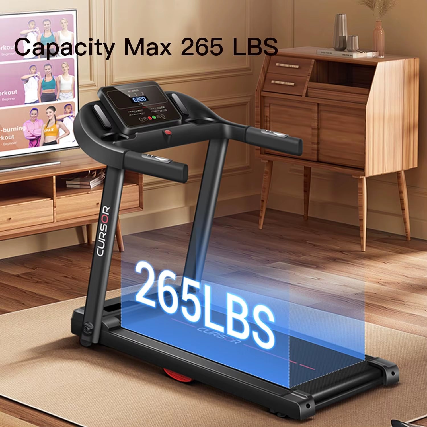 Home Folding Treadmill with Pulse Sensor, 2.5 HP Quiet Brushless