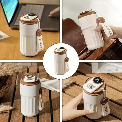 Temperature Display Insulated Mug, Portable Coffee Vacuum Insulated Bottle with Strap, Sports Water Bottle, Gym Accessories, Drinkware Cup, Valentine'S Day Gift