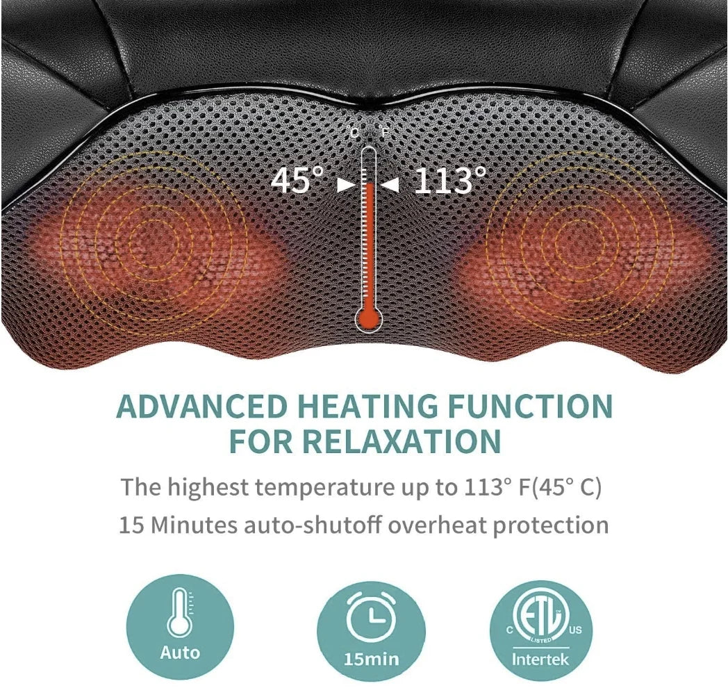 Dailylife Shiatsu Neck and Back Massager with Soothing Heat,  Electric Deep Tissue 3D Kneading Massage Pillow for Shoulder, Leg, Body Muscle Pain Relief,