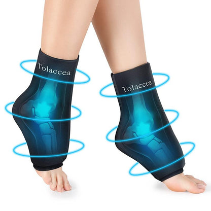 Tolaccea Ankle Foot Ice Pack Wrap for Injuries Reusable Gel Ice Pack for Hot and Cold Therapies Flexible Cold Pack for Achilles Tendonitis Plantar Fasciitis Swelling Sprained Post-Surgery Recovery
