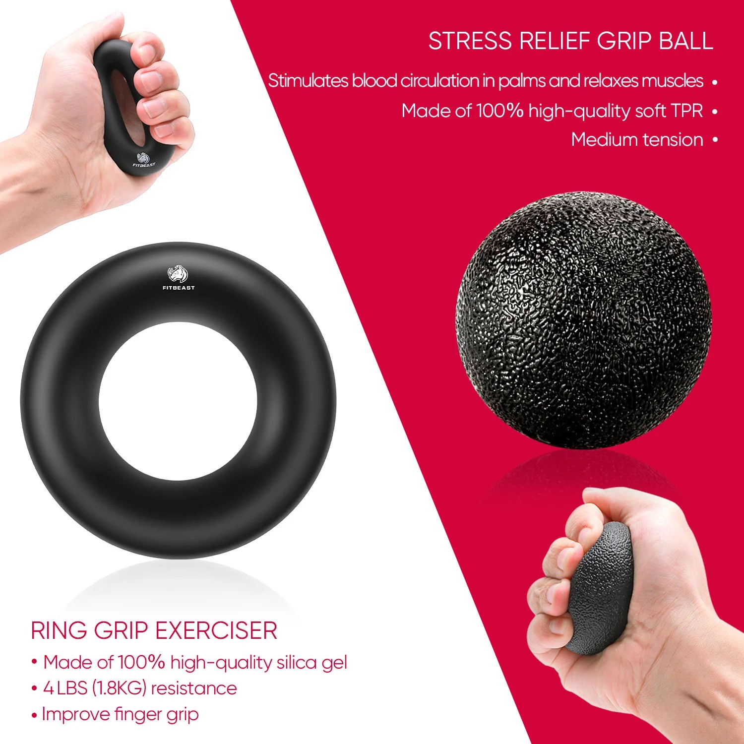 Adjustable Hand Grip Strengthener Workout Kit ( 10 to 132 LBS) - Black
