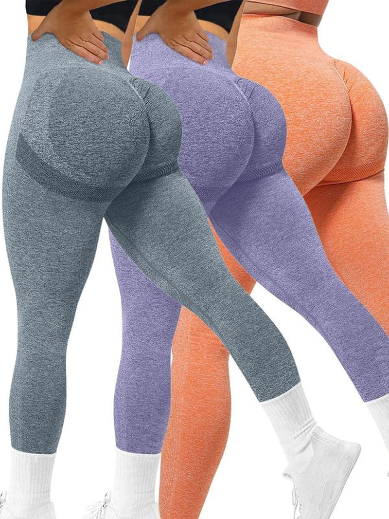 Women'S Solid High Waist Sports Leggings, Tummy Control Skinny Pants, Yoga Pants, Ladies' Sportswear Clothing for Indoor Outdoor Wear, Please Purchase a Size Up, Active Wear, Gym Clothing, Leggings Gym Sets