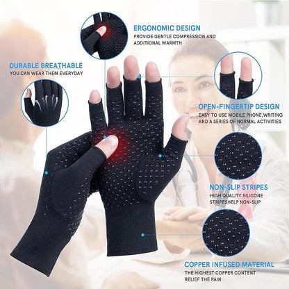 Arthritis Compression Gloves, 1 Pair Anti-Slip Glue Dot Fingerless Gloves for Work, Cycling Gloves, Sports & Outdoor Accessories for Women & Men, Fitness Accessories, Gym Accessories, Adjustable Strap Workout Equipment