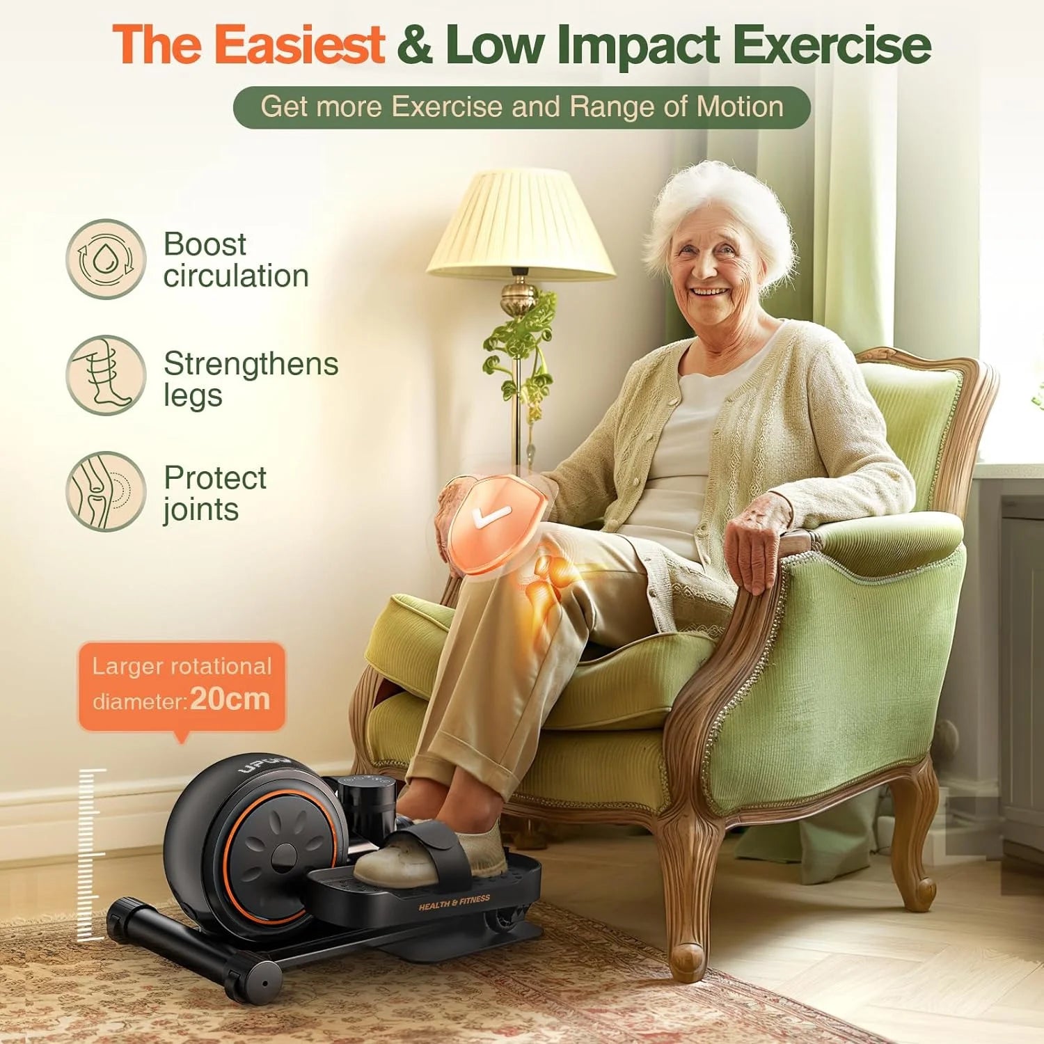 under Desk Ellipticals Electric, Elipse Leg Exerciser for Seniors Fully Assembled, Seated Pedal Exerciser with Remote Control & Non-Slip Pedals