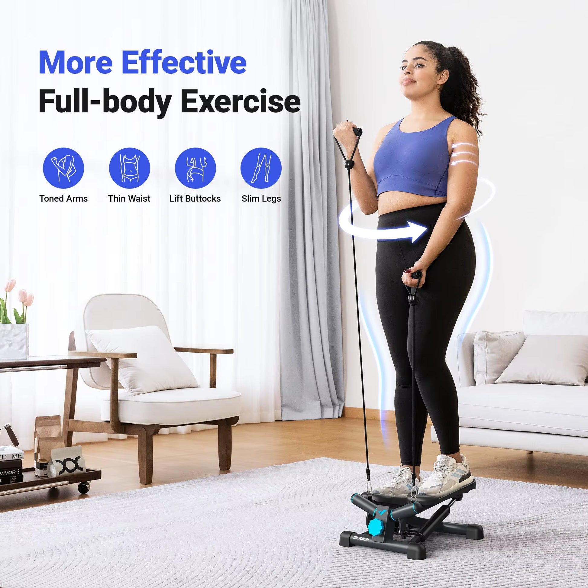 Mini Stepper for Exercise Twist Stair Stepper 330LBS Capacity Stepper Exercise Equipment with Resistance Band for Fitness