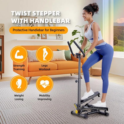 Ziwwvy Steppers for Exercises, Twisting Stepper for Butt Lifting with Resistance Bands and 330Lbs Weight for Home and Office Use with LCD Monitor and Dual Hydraulic Fitness System to Sharping Waist