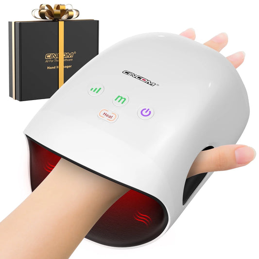 Cordless Hand Massager with Heat and Compression for Arthritis and Carpal Tunnel, White