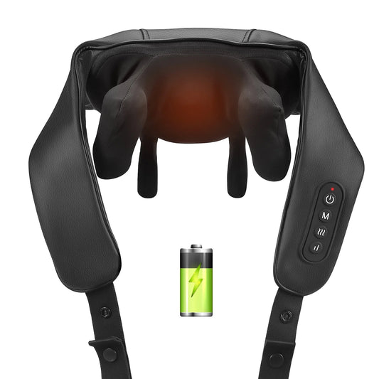 Cordless Shiatsu Neck Massager with Heat, Portable 6D Kneading Shoulder Massager for Pain Relief, Gifts for Mom Dad