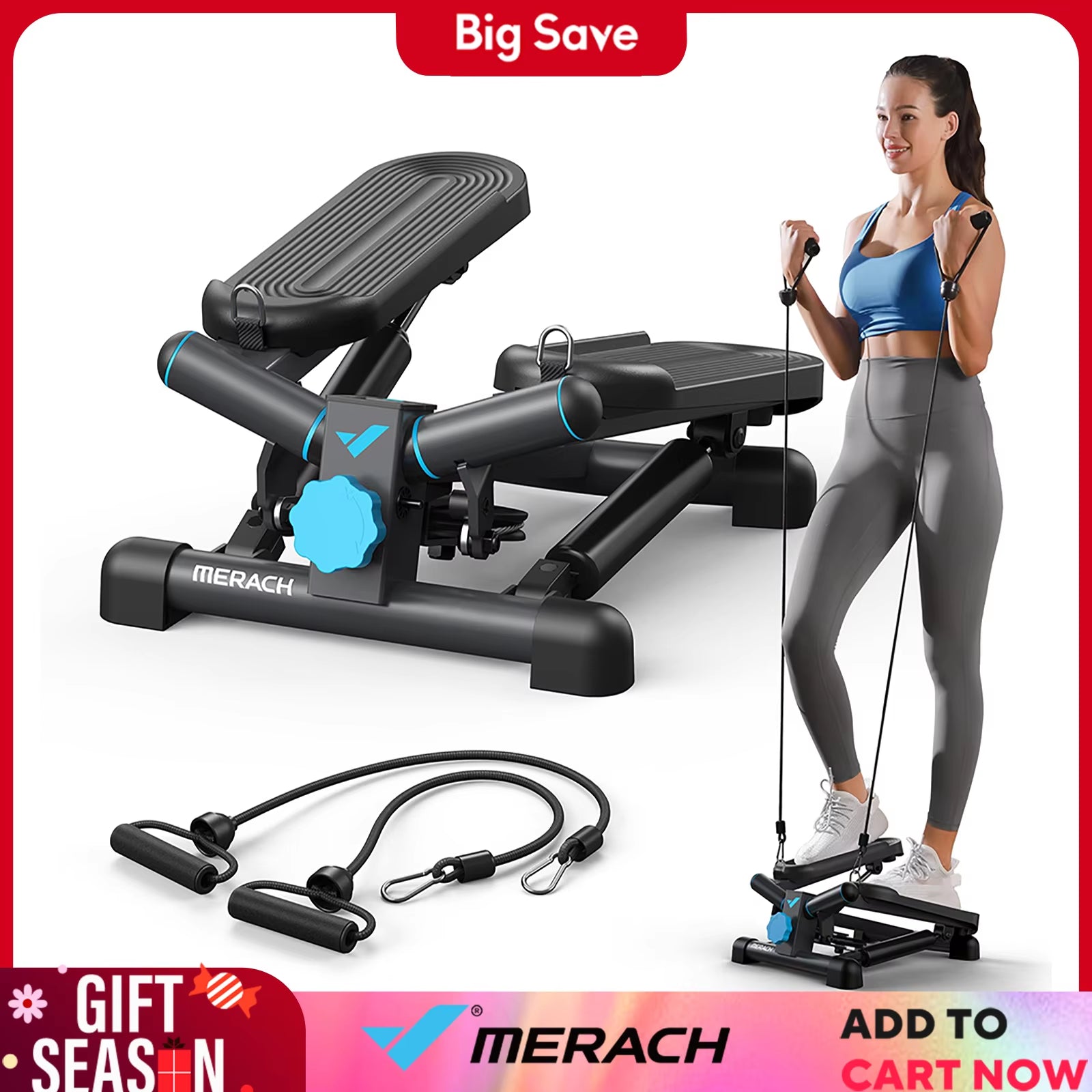 Mini Stepper for Exercise Twist Stair Stepper 330LBS Capacity Stepper Exercise Equipment with Resistance Band for Fitness
