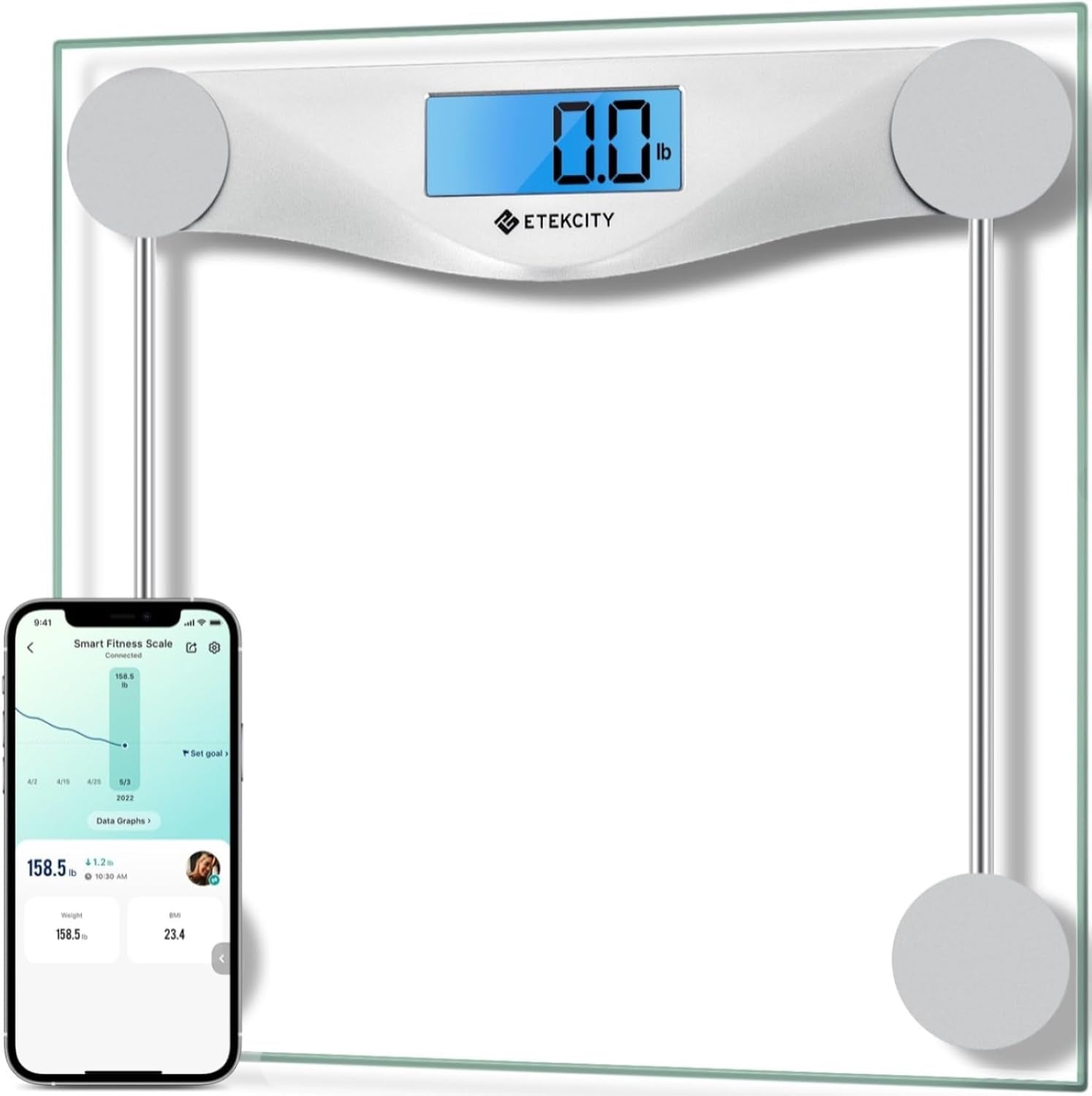 Bathroom Scale for Body Weight BMI Scale, Upgraded Bluetooth Digital Scale, Large Blue LCD Backlight Display, High Precision Measurements, 400 Pounds