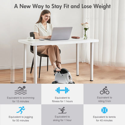 Under Desk Bike Pedal Exerciser, Mini Cycle Exercise Bike, Portable Leg Exerciser with Digital Display for Home
