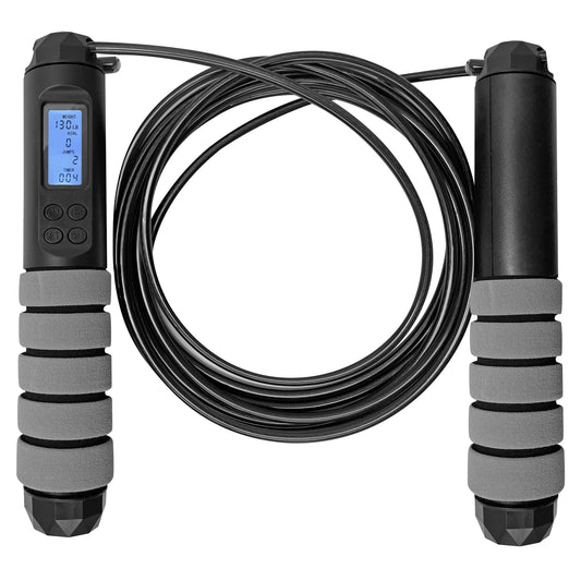10 Ft. Adjustable Length Digital Weighted Jump Rope with Calorie Counter, Black