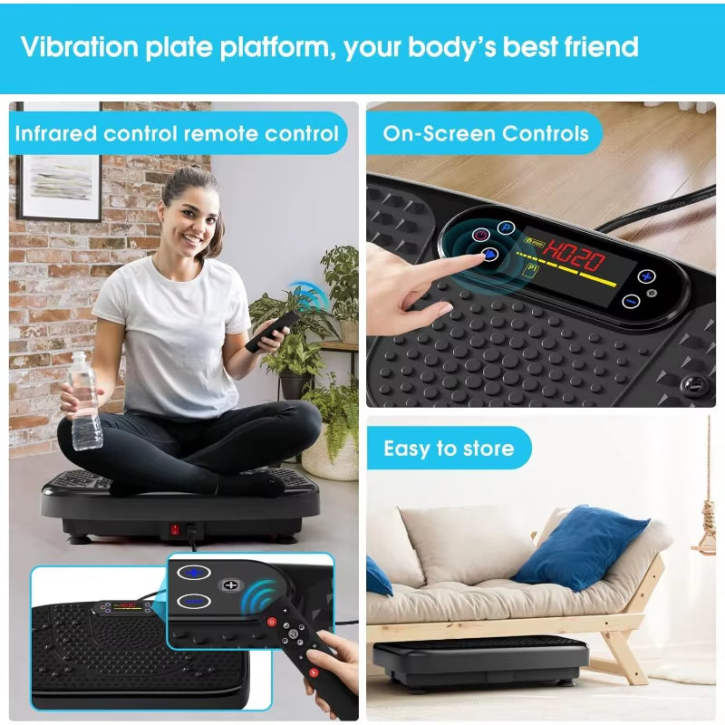 Vibration Plate Exercise Machine for Lymphatic Drainage Weight Loss,Softgym Power Vibration Plate 300-400 Lbs Capacity Full