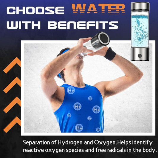 Portable Rechargeable Hydrogen Water Bottle Generator with SPE/PEM Technology for Home Office Travel Fitness Drinking - Tumbler, Stylish Classic