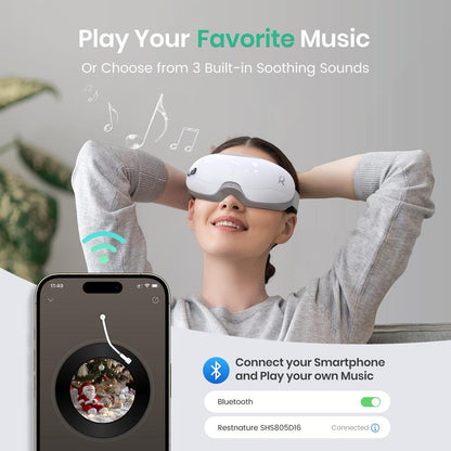 Restnature Eye Massager - Eye Massager with Heat Music, Birthday Gifts for Women Mom, Eye Care Relaxation Self Care Christmas Gifts for Women, Reduce Eye Strain