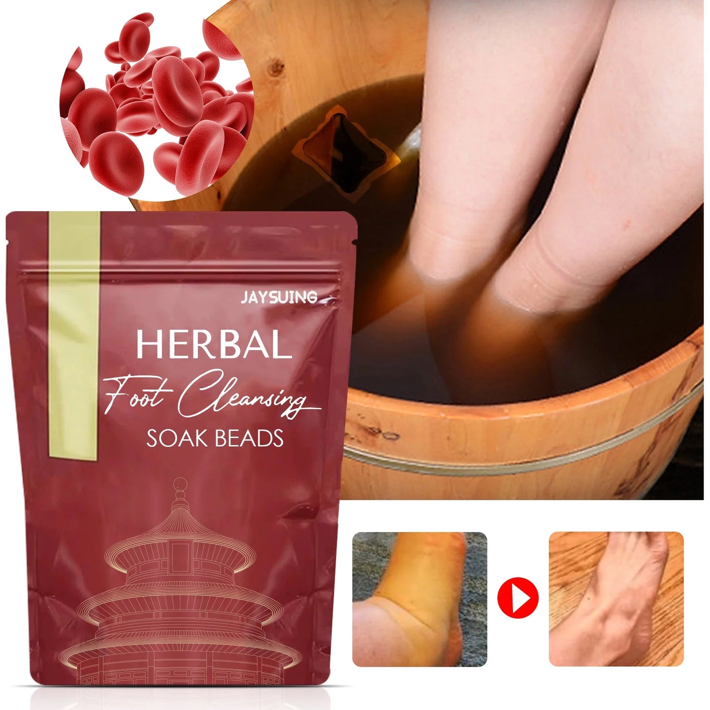 Herbal Detox Foot Soak Beads, Herbal Detox Cleansing Foot Soak Beads, Herbal Detox Organ Foot Soak Beads, Relieve Foot Pressure Slimming Foot Bath(2 Bags)