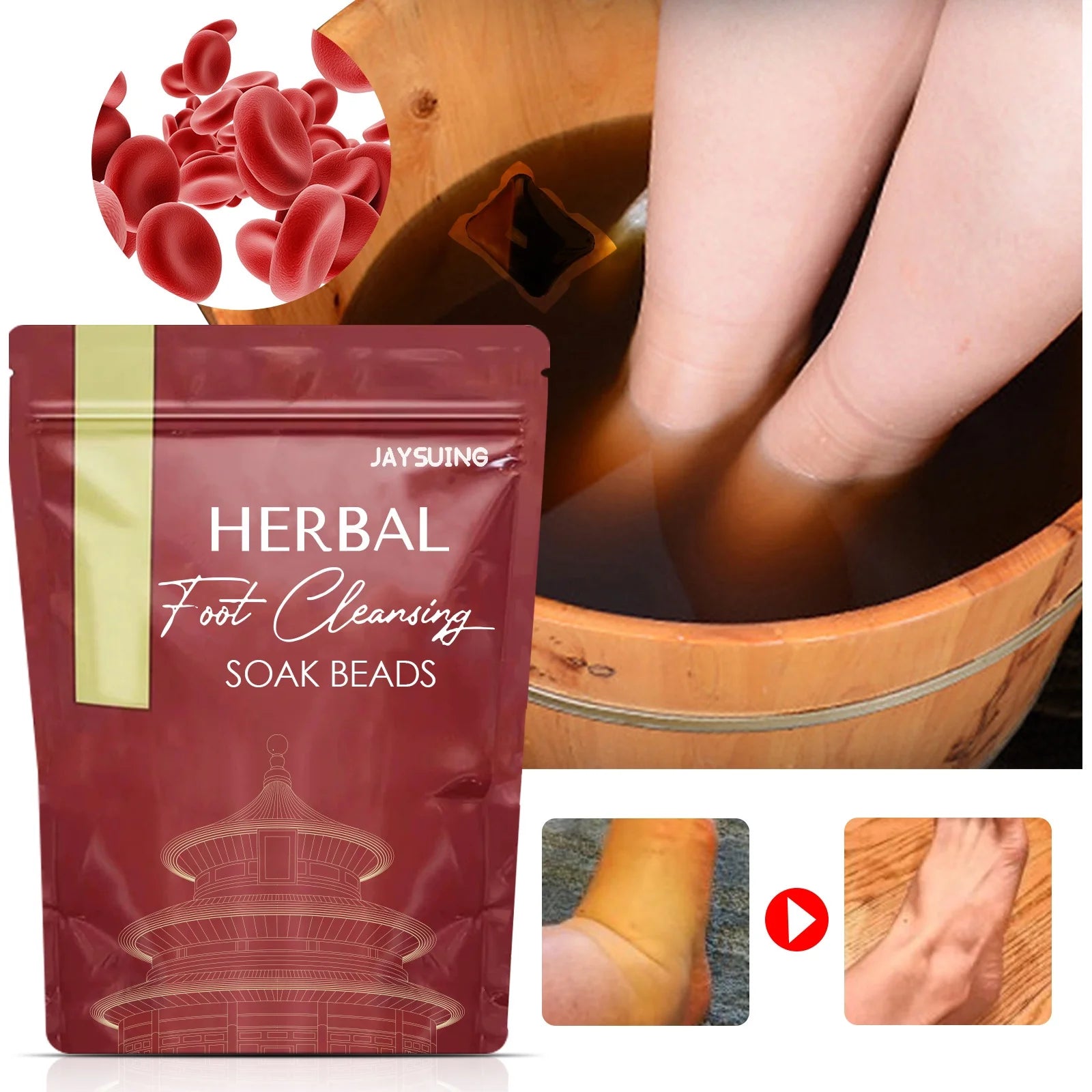 Herbal Detox Foot Soak Beads, Herbal Detox Cleansing Foot Soak Beads, Herbal Detox Organ Foot Soak Beads, Relieve Foot Pressure Slimming Foot Bath(2 Bags)