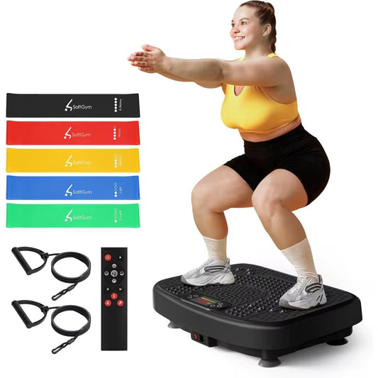 Vibration Plate Exercise Machine for Lymphatic Drainage Weight Loss,Softgym Power Vibration Plate 300-400 Lbs Capacity Full