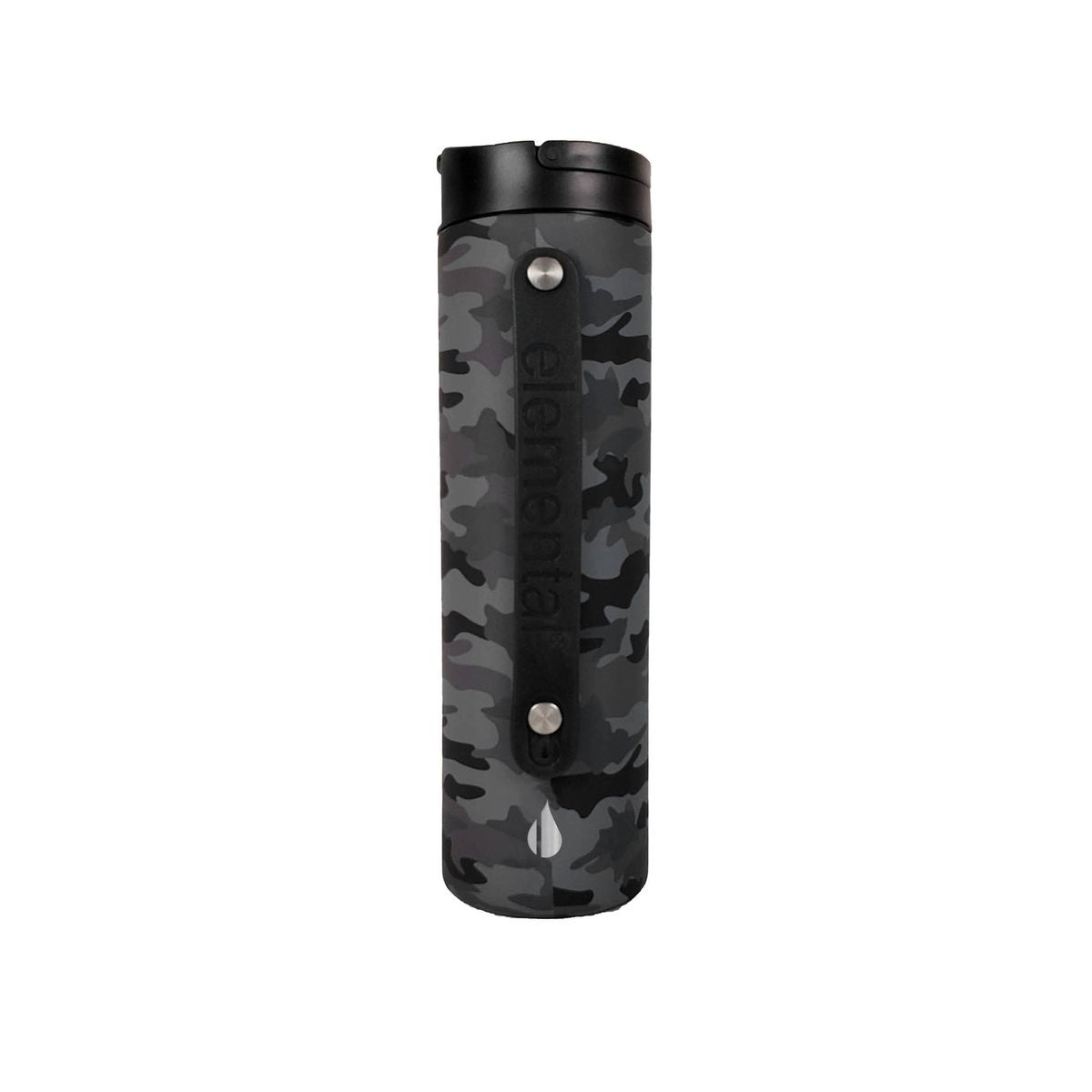 Iconic Stainless Steel Water Bottle with Straw - 20 Oz Leak Proof Triple Wall Insulated Water Bottles for Travel and Sports - Reusable Gym Water Bottle with 2 Straws - Black Camo