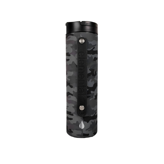 Iconic Stainless Steel Water Bottle with Straw - 20 Oz Leak Proof Triple Wall Insulated Water Bottles for Travel and Sports - Reusable Gym Water Bottle with 2 Straws - Black Camo