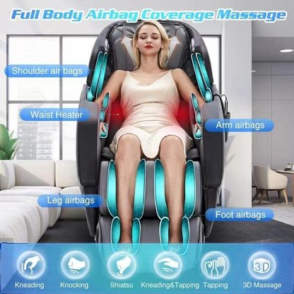Healthrelife Massage Chair Zero Gravity Full Body Recliner Air Pressure SL Track