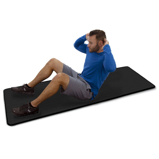 Multi-Purpose Fitness Mat 8Mm - Padded, Skid & Tear Resistant 24" X 72" Black