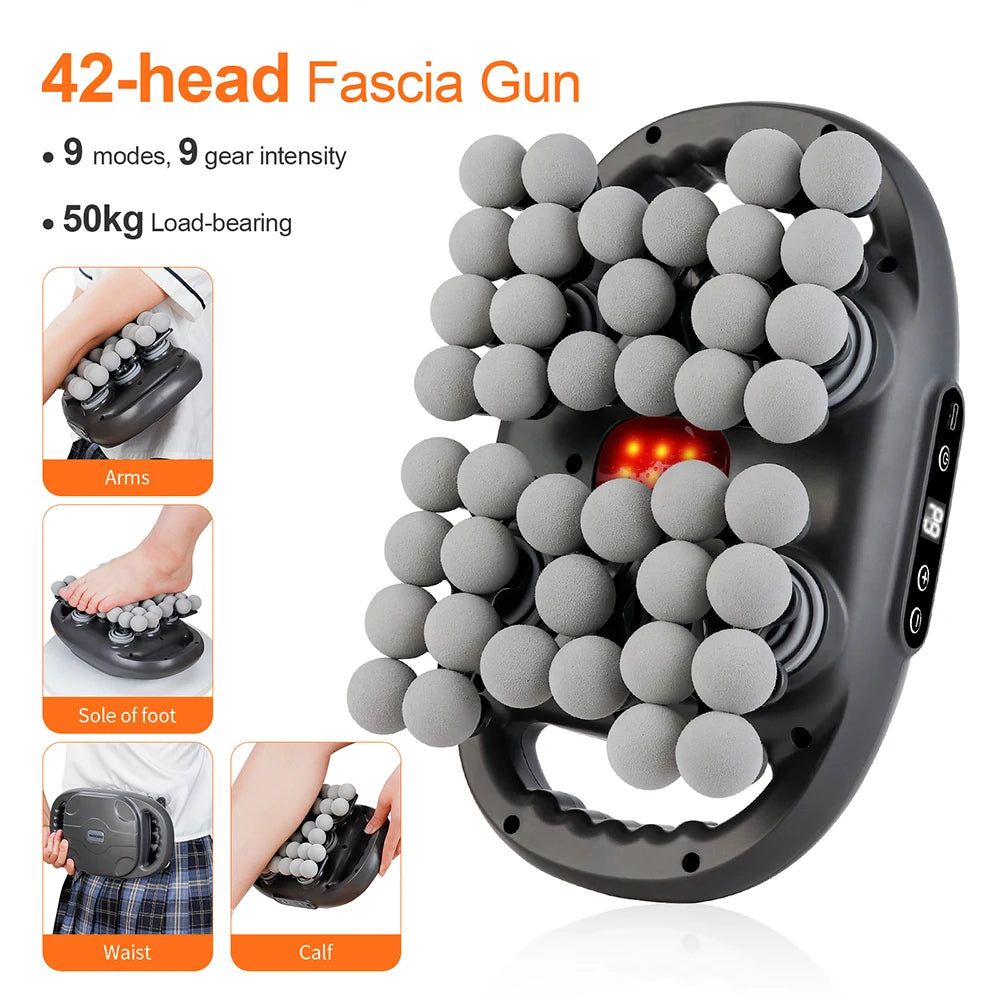 42-Heads High-Frequency Fascia Gun- Back, Neck, Shoulders &  Full-Body Muscle Recovery Massager