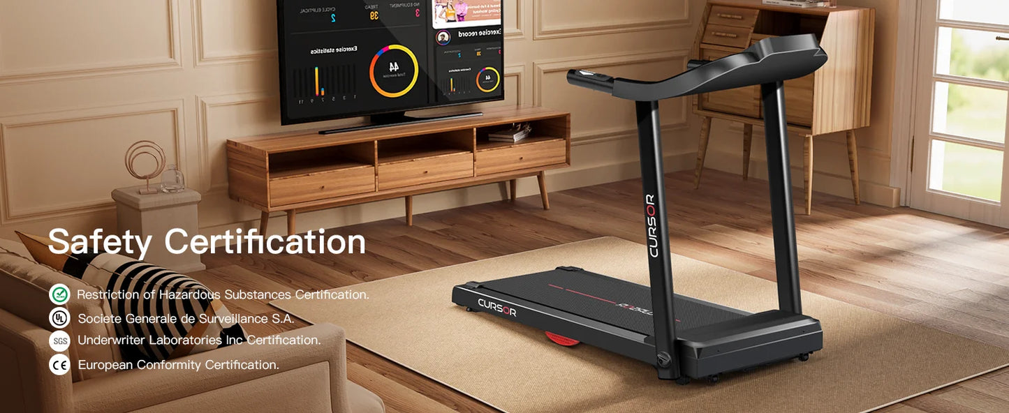 Home Folding Treadmill with Pulse Sensor, 2.5 HP Quiet Brushless