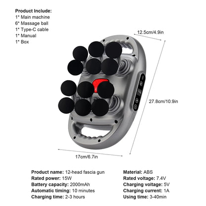 42-Heads High-Frequency Fascia Gun- Back, Neck, Shoulders &  Full-Body Muscle Recovery Massager