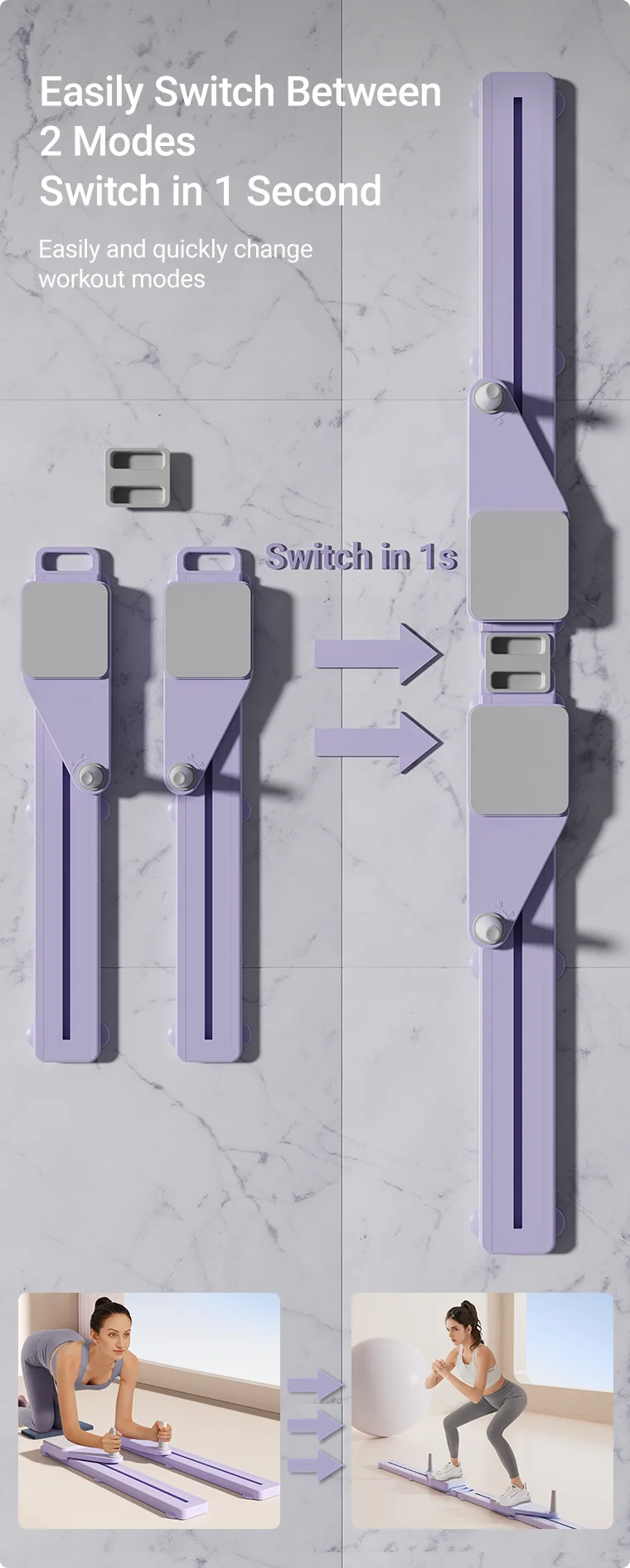 2-in-1 Abs & Ski Board Trainer – Portable Pilates Reformer for Full-Body Home Workout