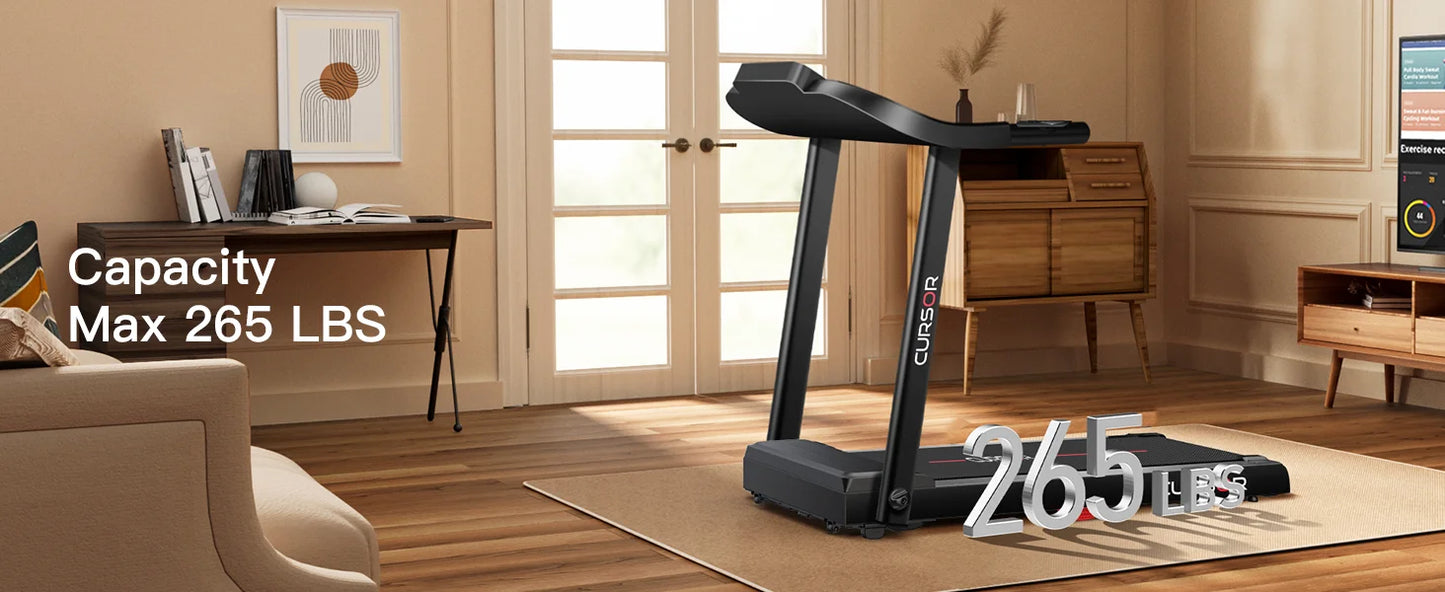 Home Folding Treadmill with Pulse Sensor, 2.5 HP Quiet Brushless