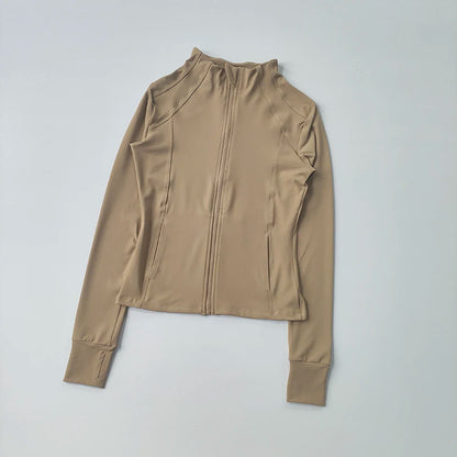 Women’s Zip Up Gym Jacket – Slim Fit Long Sleeve Sports & Yoga Top