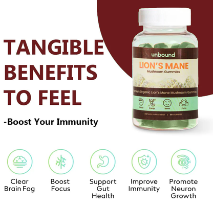 Unbound Lion'S Mane Mushroom Gummies for Memory, Focus, and Clarity
