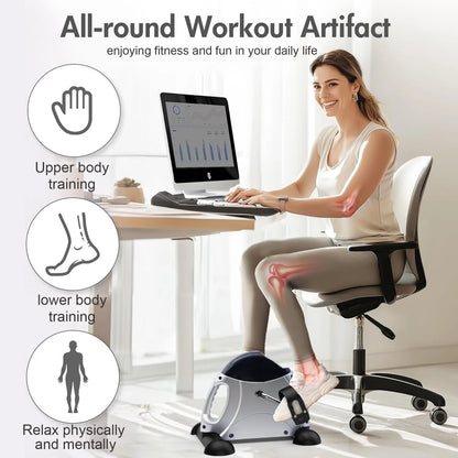 Under Desk Bike Pedal Exerciser, Mini Cycle Exercise Bike, Portable Leg Exerciser with Digital Display for Home