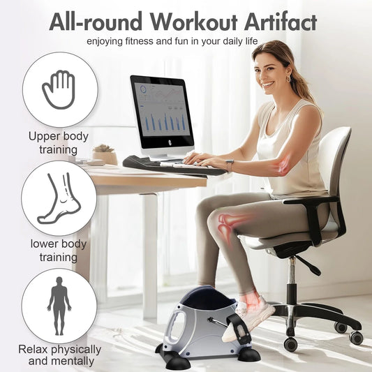 Under Desk Bike Pedal Exerciser, Mini Cycle Exercise Bike, Portable Leg Exerciser with Digital Display for Home